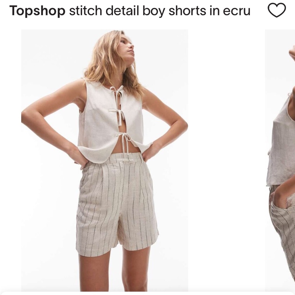 Topshop Ecru Stitch Detail Boy Shorts